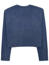 Logo Vintage Cropped Cotton Long Sleeve T-Shirt Blue - MAISON MARGIELA - BALAAN 3