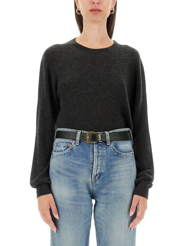 Cashmere Silk Knit Top Grey - SAINT LAURENT - BALAAN 2