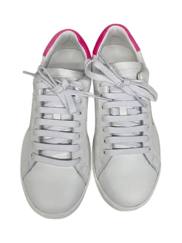 Embroidered Logo Tennis Low Top Sneakers White Fuchsia - PALM ANGELS - BALAAN 5