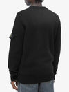 Logo Patch Crew Neck Wool Knit Top Black - STONE ISLAND - BALAAN 4