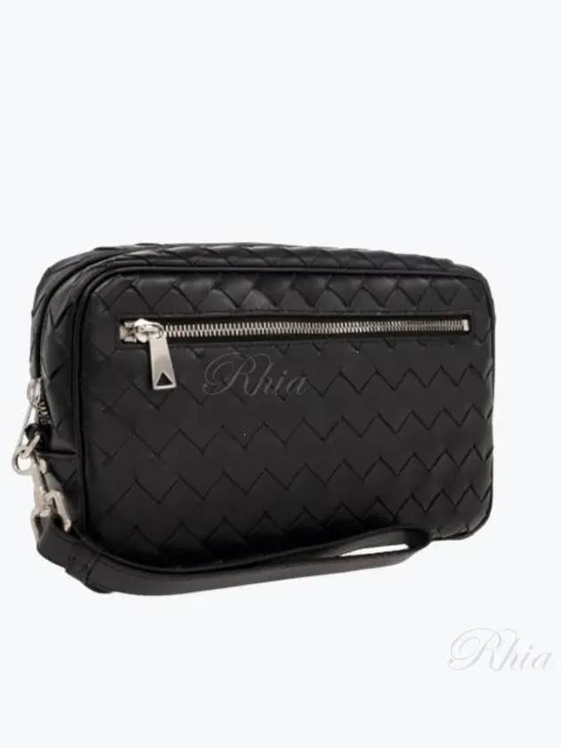 Intrecciato Zipper Leather Pouch Bag Black - BOTTEGA VENETA - BALAAN 2