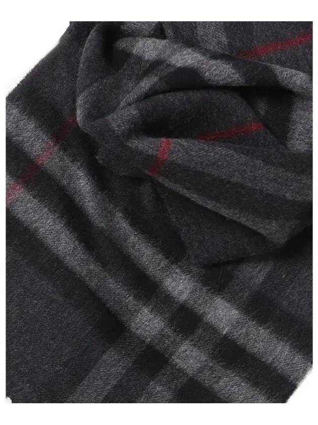 Check Cashmere Scarf Charcoal - BURBERRY - BALAAN 3