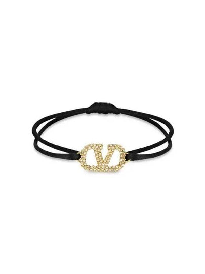 Valentino 4W2J0F81 YAB 32U J0F81 Garavani V logo crystal cotton bracelet - RED VALENTINO - BALAAN 2