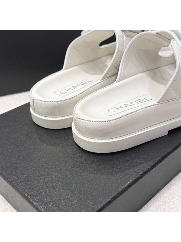 Men's Chanel Mule Velcro Slippers CC Logo White - HERMES - BALAAN 7