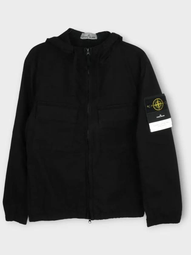 Cotton Twill Stretch Hooded Jacket Black - STONE ISLAND - BALAAN 3