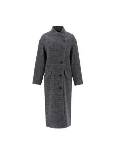 Coat Women s Sabine Check Wool Long Gray - ISABEL MARANT - BALAAN 1