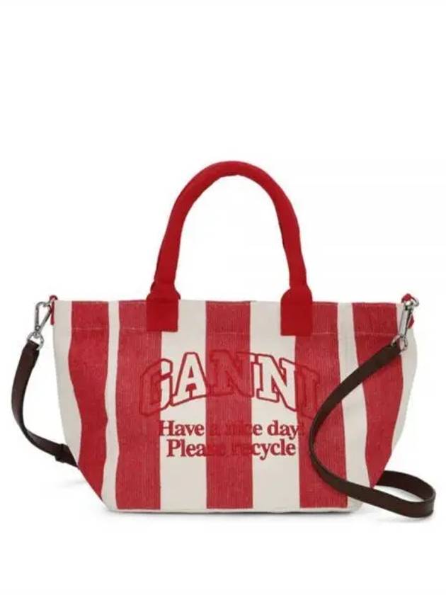 Easy Shopper Stripes Tote Bag Red - GANNI - BALAAN 2