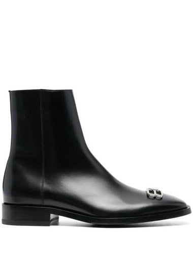 BB Icon Leather Ankle Boots Black - BALENCIAGA - BALAAN 1