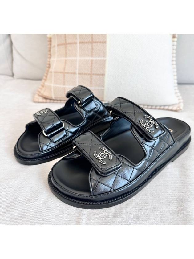 CC Logo Velcro Sandals Black - CHANEL - BALAAN 2