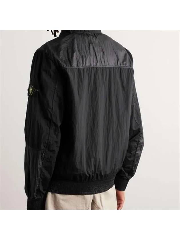 Logo Patch Recycled Nylon Track Jacket Black - STONE ISLAND - BALAAN 4