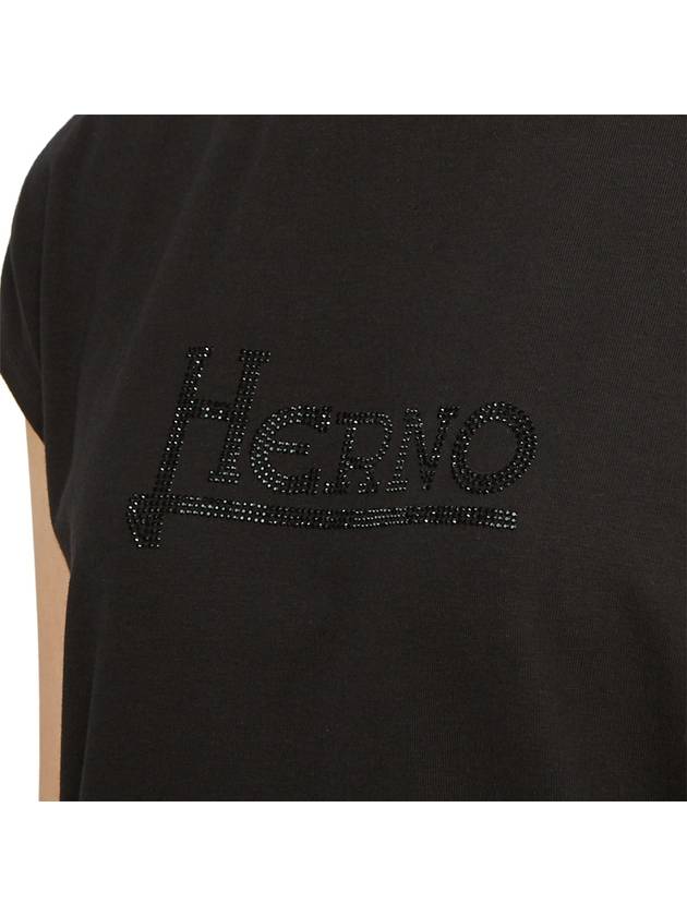 Rhinestone Logo Short Sleeve T-Shirt Black - HERNO - BALAAN 8