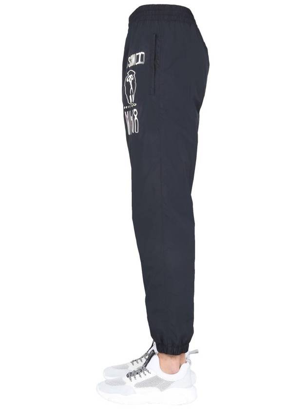 Men's Logo Print Nylon Jogger Track Pants Black - MOSCHINO - BALAAN 4