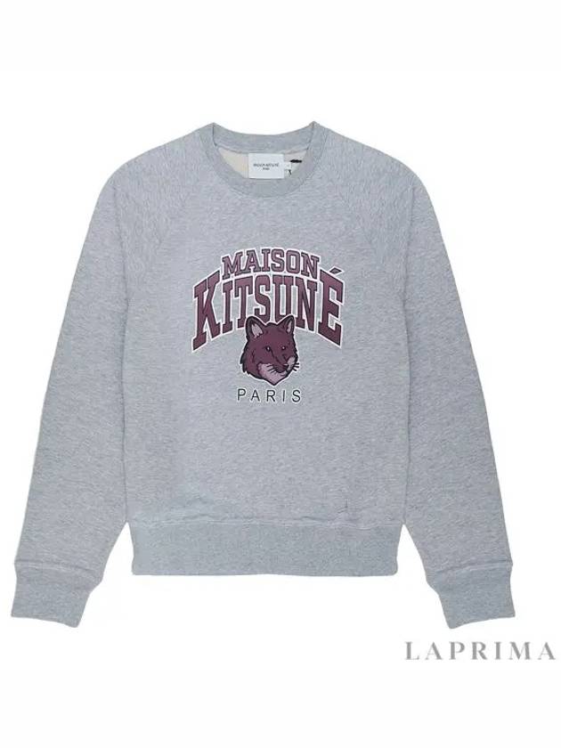 Campus Fox Print Cotton Sweatshirt Light Grey Melange - MAISON KITSUNE - BALAAN 5