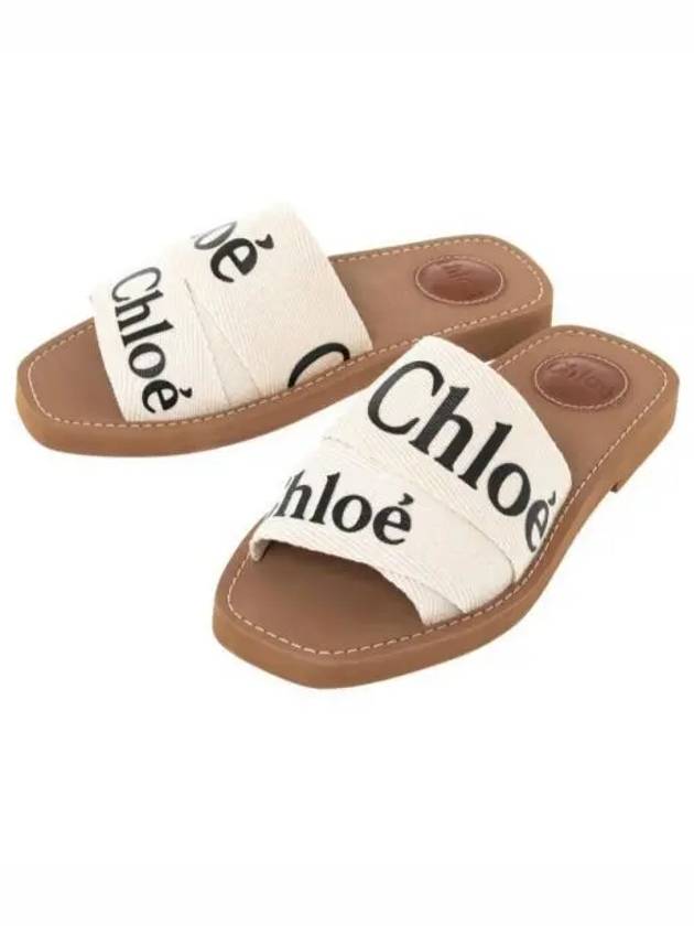 Woody Logo Flat Mule Slippers White - CHLOE - BALAAN 2