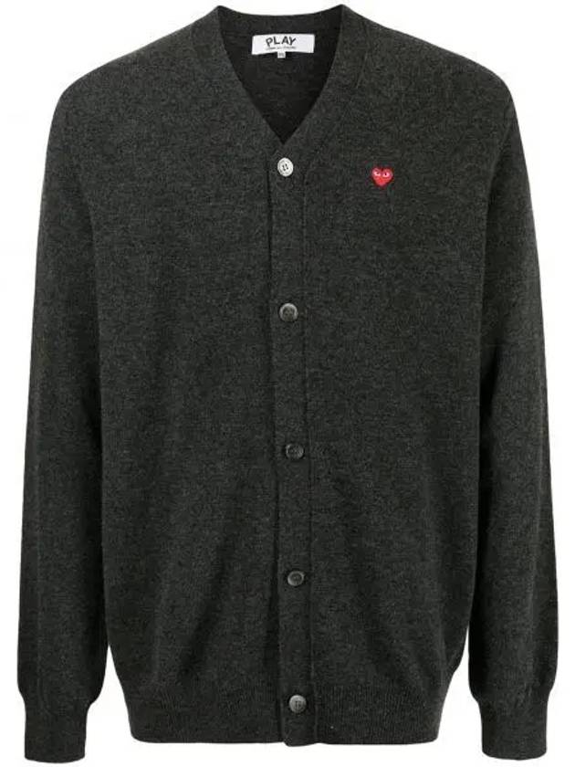 Mini Heart Wappen Wool Cardigan Dark Grey - COMME DES GARCONS - BALAAN 2