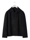 Curved Shoulder Button Jacket Black - LEMAIRE - BALAAN.