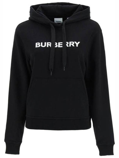 Logo Print Cotton Oversized Hoodie Black - BURBERRY - BALAAN 2