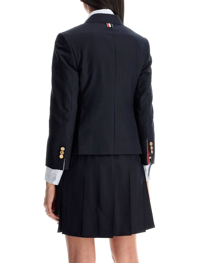 Women's Twill Slim Fit Single Breasted Wool Jacket Navy - THOM BROWNE - BALAAN 4