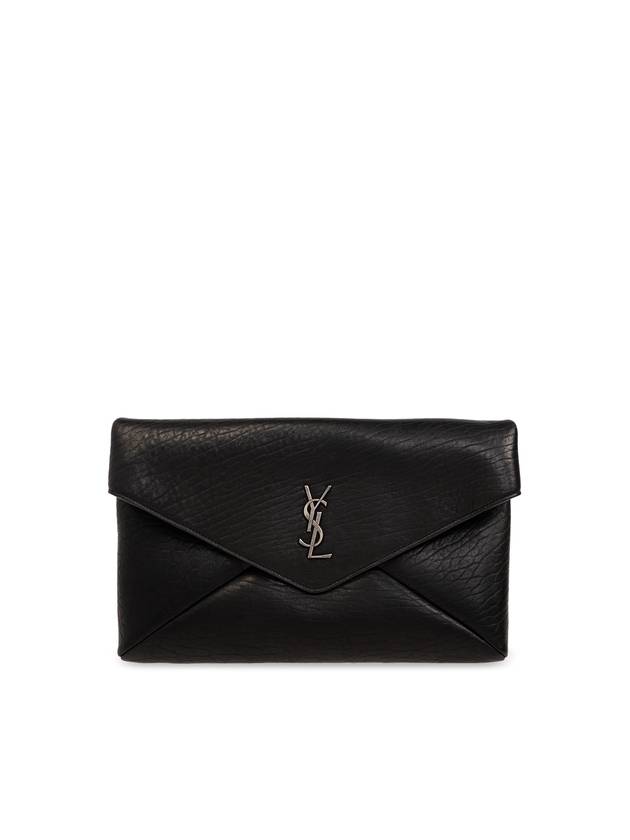 Cassandre Embellished Leather Clutch Bag Black - SAINT LAURENT - BALAAN 1