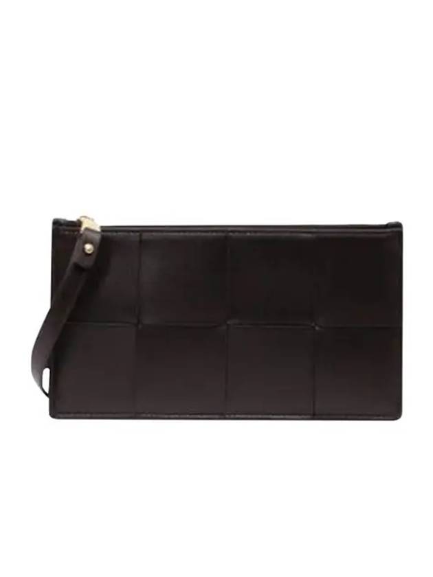 Intrecciato Weaving Gold Zipper Strap Bill Clutch Bag Fondente - BOTTEGA VENETA - BALAAN 2