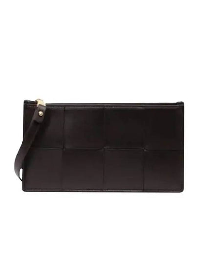 Intrecciato Weaving Gold Zipper Strap Bill Clutch Bag Fondente - BOTTEGA VENETA - BALAAN 2