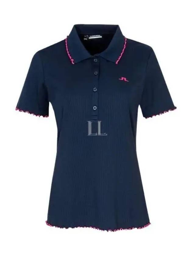 Marita Baby Look Stitched Rib Short Sleeve T-Shirt Navy - J.LINDEBERG - BALAAN 2