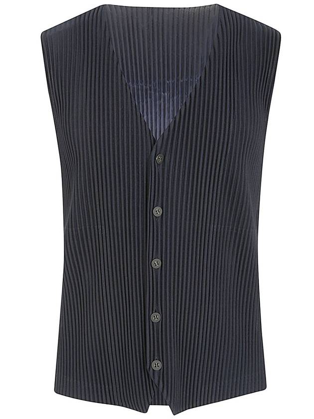 Tailored Pleated Vest Navy - ISSEY MIYAKE - BALAAN 2