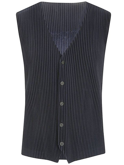 Tailored Pleated Vest Navy - ISSEY MIYAKE - BALAAN 2