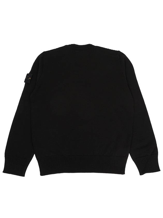 Kids Wool Crewneck Ribbed Details Knit Top Black - STONE ISLAND - BALAAN 3