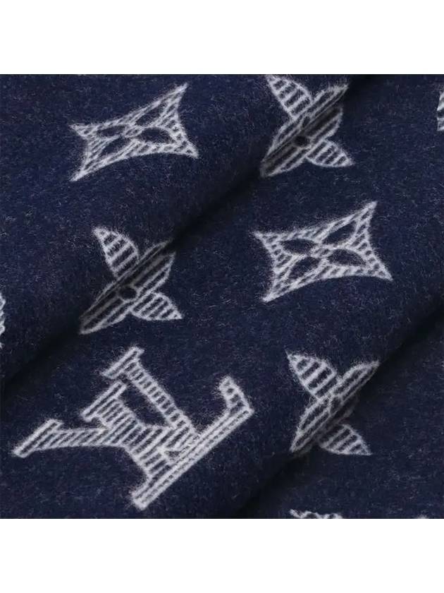 Monogram Shadow Wool Cashmere Scarf Navy - LOUIS VUITTON - BALAAN 5