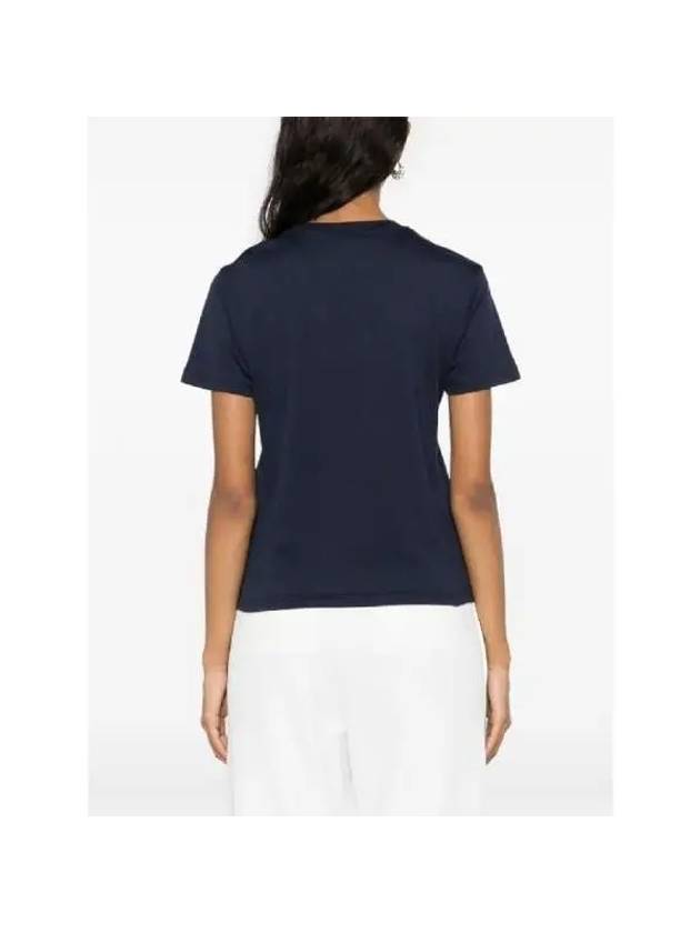 Cotton Web Print Short Sleeve T-Shirt Navy - GUCCI - BALAAN 4