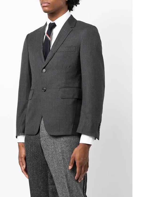 Super 120S Wool Twill Single Breasted Classic Jacket Dark Grey - THOM BROWNE - BALAAN 5