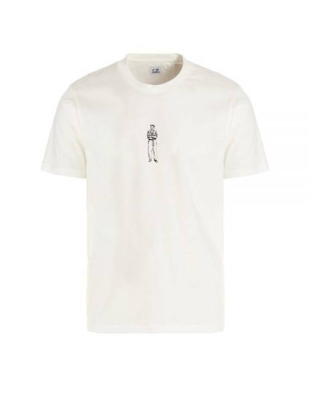 Horizontal Logo Crew Neck Short Sleeve T-Shirt White - CP COMPANY - BALAAN 2