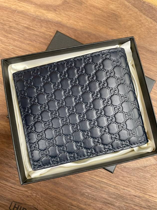 Micro GG Ssima Bifold Wallet Dark Navy - GUCCI - BALAAN 3