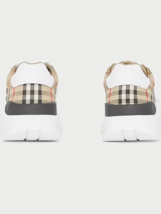 Vintage Check And Leather Sneakers White Archive Beige - BURBERRY - BALAAN 3