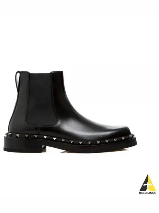 Rockstud Leather Chelsea Boots Black - VALENTINO - BALAAN 2