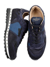 Men's Rockrunner Camouflage Suede Low Top Sneakers Navy - VALENTINO - BALAAN 3