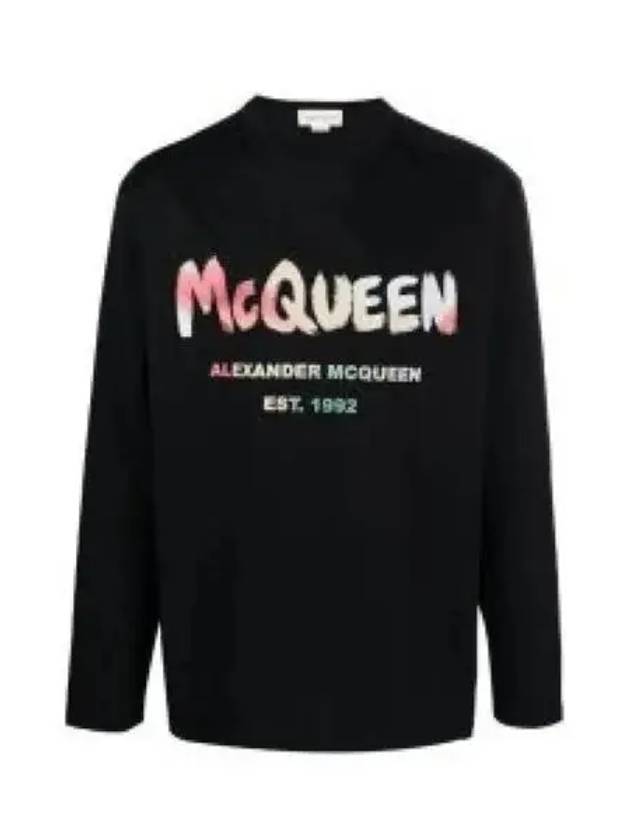 Graffiti Logo Print Crew Neck Sweatshirt Black - ALEXANDER MCQUEEN - BALAAN 2