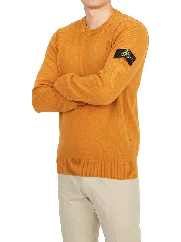 Logo Patch Crew Neck Wool Knit Top Orange - STONE ISLAND - BALAAN 6