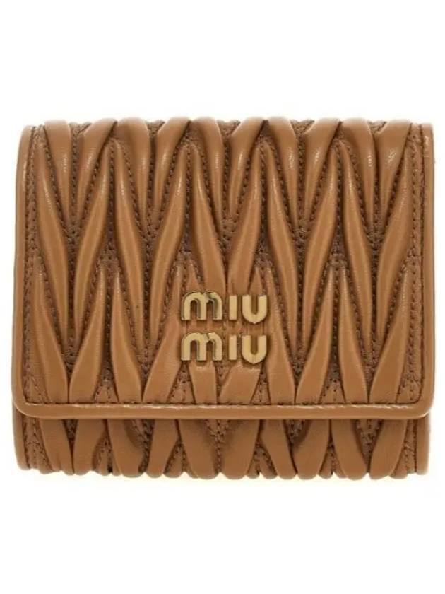 Matelasse Logo Nappa Leather Half Wallet Caramel - MIU MIU - BALAAN 2