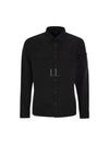 Organic Gabardine Buttoned Lens Long Slevee Shirt Black - CP COMPANY - BALAAN 2