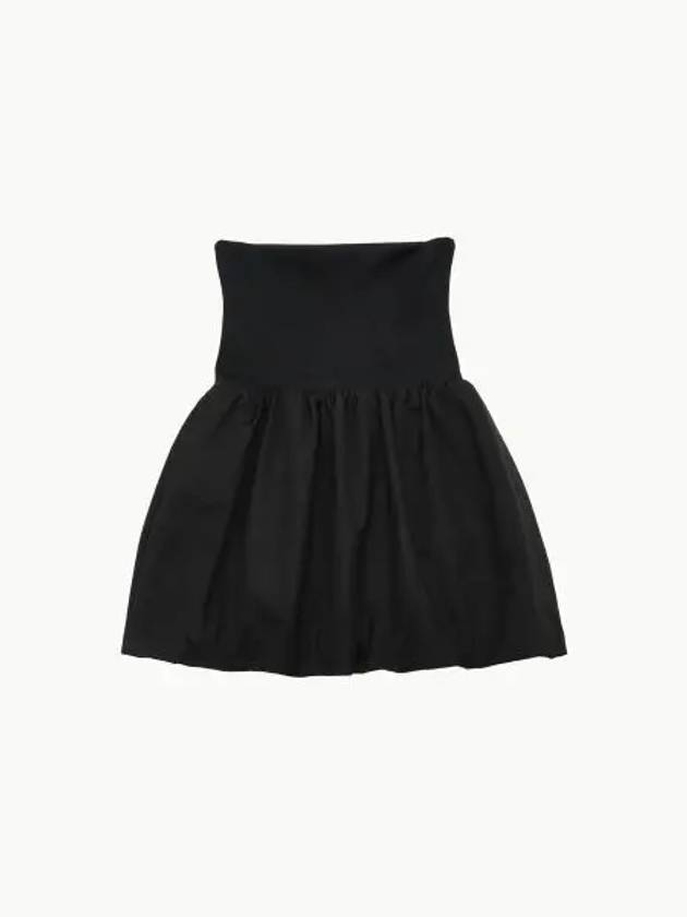 NYLON SHIRRING MINI SKIRT TOP BLACK - AMOMENTO - BALAAN 1