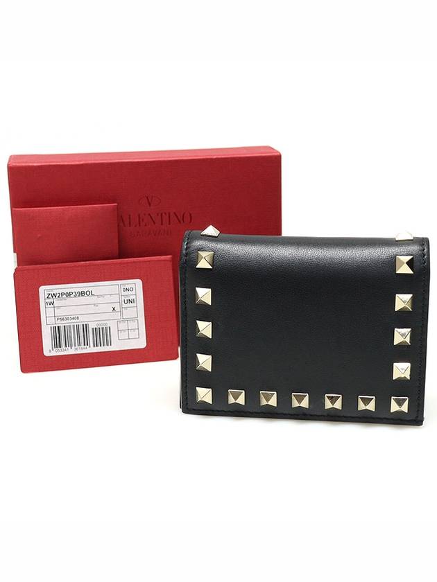 ZW2P0P39BOL Black Calfskin Rockstud Compact Half Wallet - VALENTINO - BALAAN 2