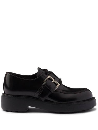 Brushed Leather Lace Up Derby Black - PRADA - BALAAN 2