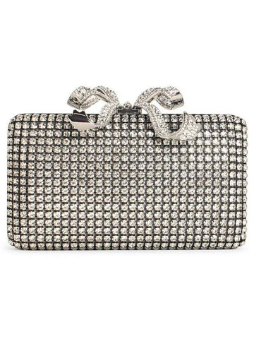 Self-Portrait 'Crystal Box' Silver Polyester Clutch - SELF PORTRAIT - BALAAN 1