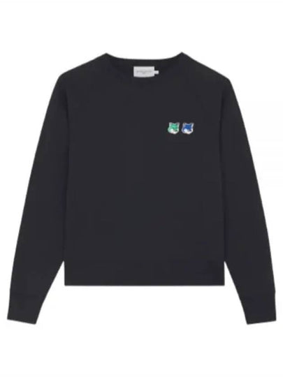 Double Head Fox Patch Sweatshirt Black - MAISON KITSUNE - BALAAN 2