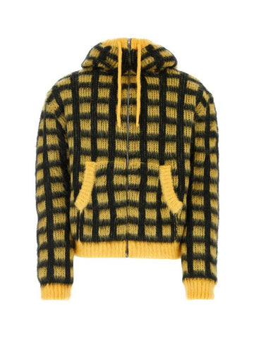 Check Mohair Hooded Jacket Yellow - MARNI - BALAAN 1