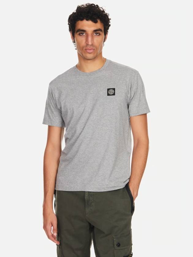 Logo Patch Short Sleeve T-Shirt Grey - STONE ISLAND - BALAAN 3