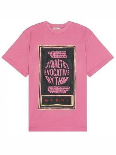 Slogan Print Short Sleeve T-Shirt Pink - MARNI - BALAAN 1