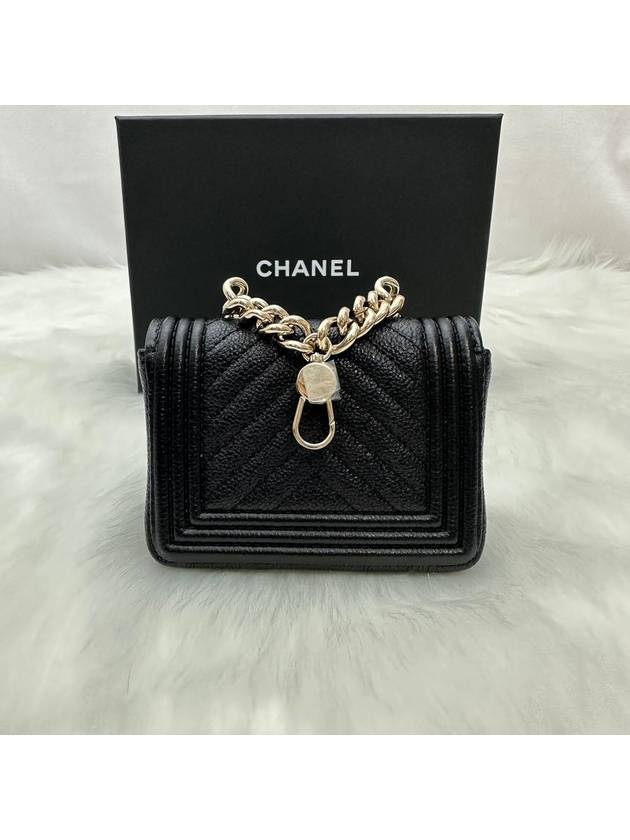 Women s Boy Mini Bag Caviar Leather Belt Black Silver - CHANEL - BALAAN 4